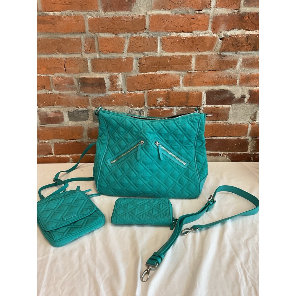 Vera Bradley Turquoise Sea Lot of 3 Vivian Hobo, Hipster Canyon Grab & Go Wallet